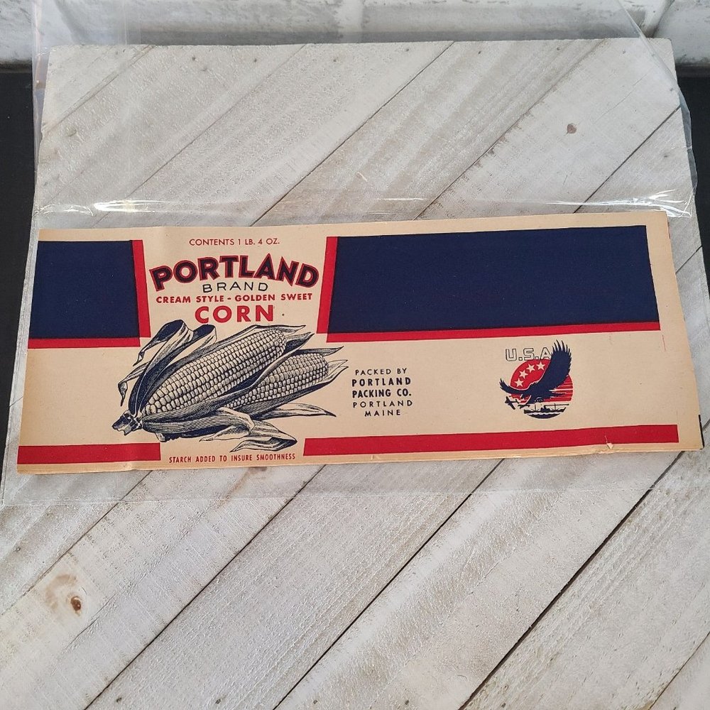 Vintage Ephemera Portland Brand Sweet Corn Packing Label USA Prop